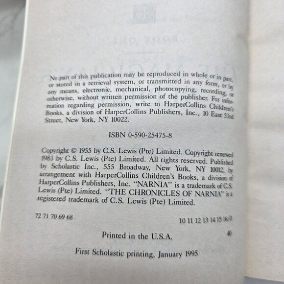 The Chronicles of Narnia Box Set CS Lewis Paperback 1995 Books 1 - 7 Scholastic - Picture 5 of 9